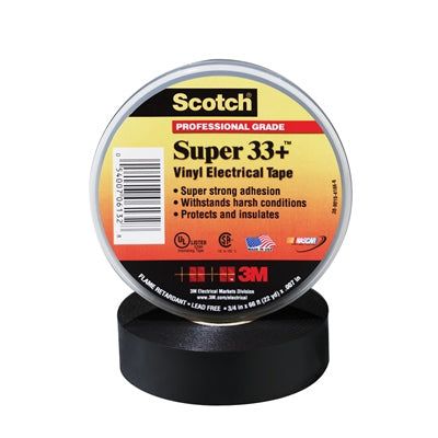3M Scotch Super 33+ Premium Vinyl Electrical Tape - 3/4 Inch x 52 Feet