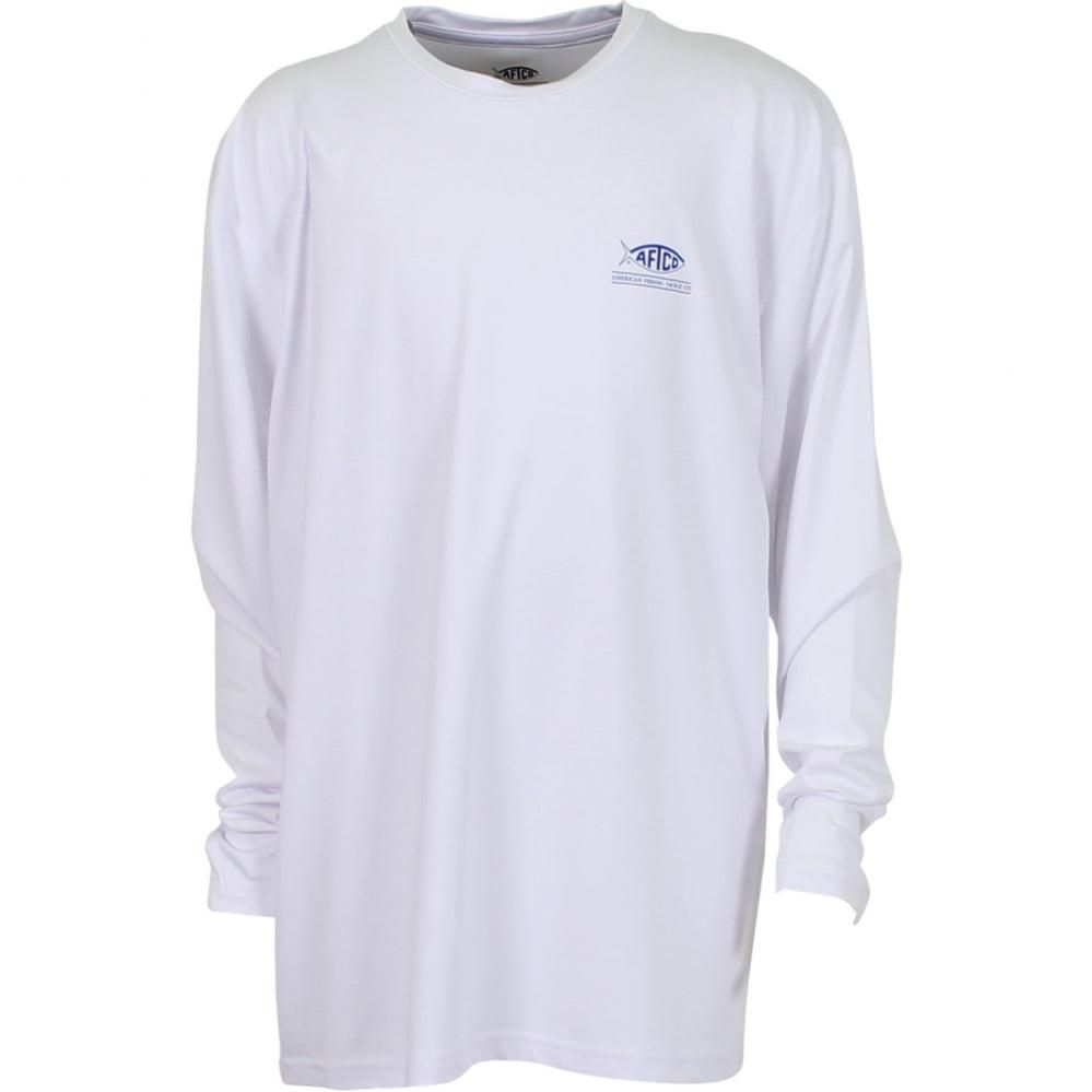 AFTCO Youth Flipper Long Sleeve Performance Knit Shirt - White