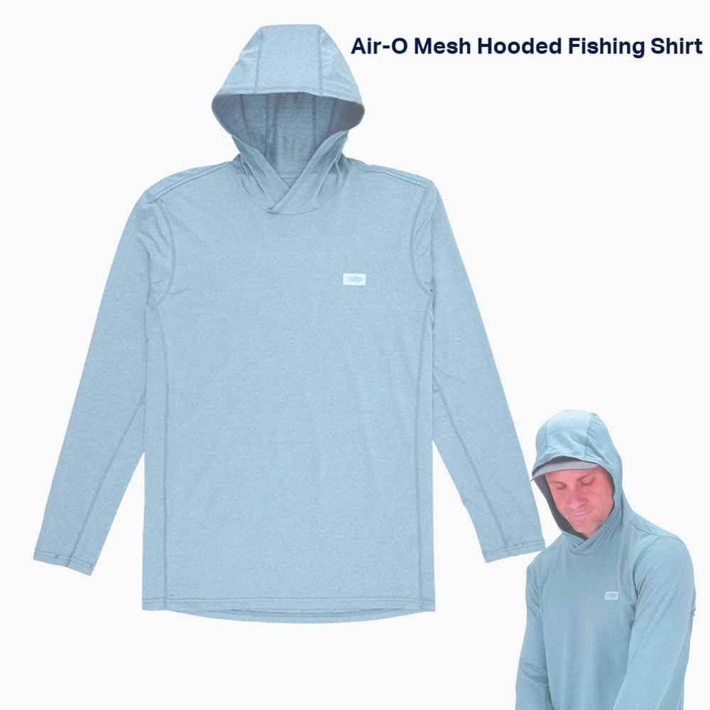 Aftco Airy Blue Heather Air O Mesh Performance Hoodie
