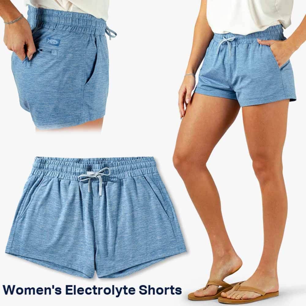 AFTCO Women's Captains Blue Heather Electrolyte Shorts