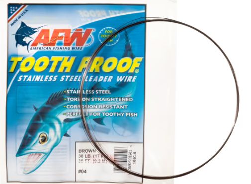 AFW S04C-0 #4 ToothProof Stainless Steel Single Strand Leader (38lb., .013in. dia., 30ft.) - Camo