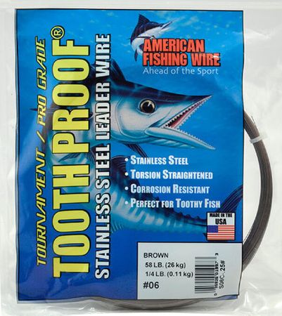 AFW S05C-0 #5 ToothProof Stainless Steel Single Strand Leader (44lb., .014in. dia., 30ft.) - Camo
