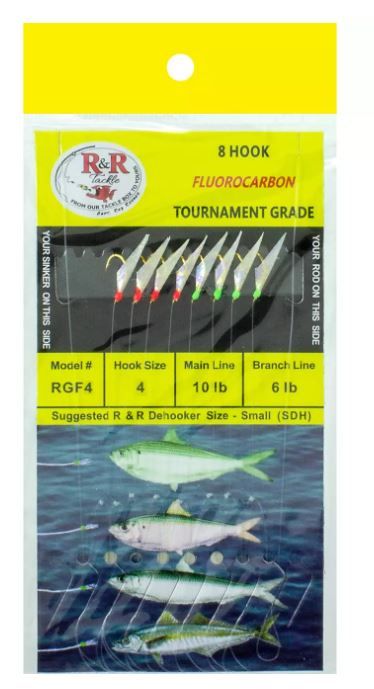 R&R Tackle 8 Strong Hooks Fluorocarbon RGF4 / size 4 Main 10lb