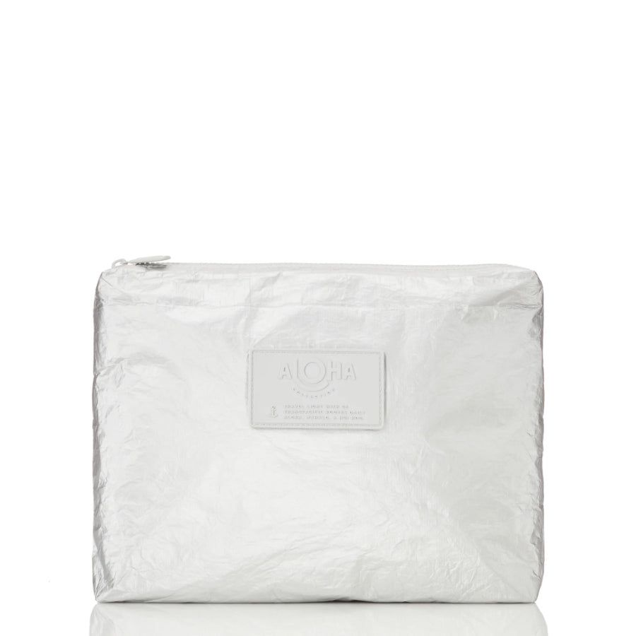 ALOHA MONOCHROME MID POUCH- SILVER