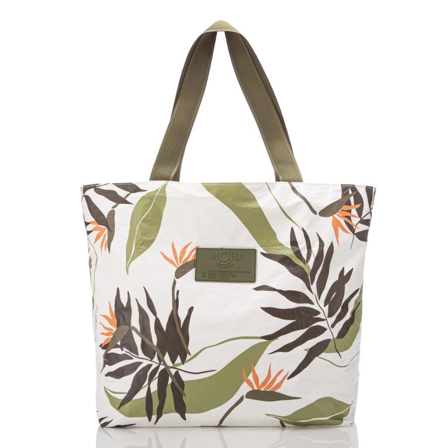 ALOHA PAINTED BIRDS DAY TRIPPER TOTE- NEUTRALS