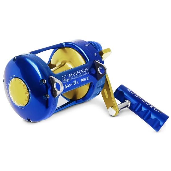 Alutecnos Albacore Gorilla 30 Wide Two Speed Reel - Blue/Gold