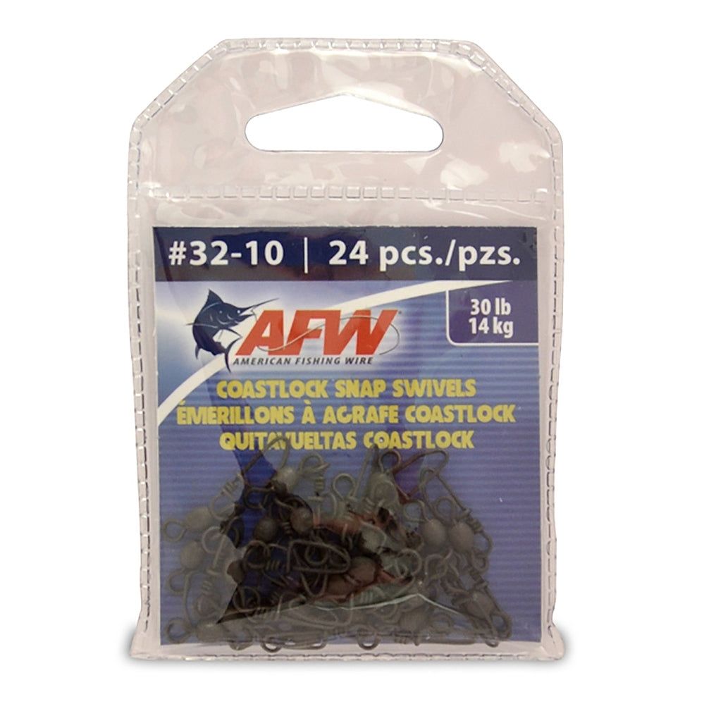 AFW FCLSS030B-A Brass Coastlock Snap Swivels - Black - 30lb., Size 10 (24 Pack)