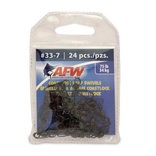AFW FCLSS075B-A Brass Coastlock Snap Swivels - Black - 75lb., Size 7 (24 Pack)