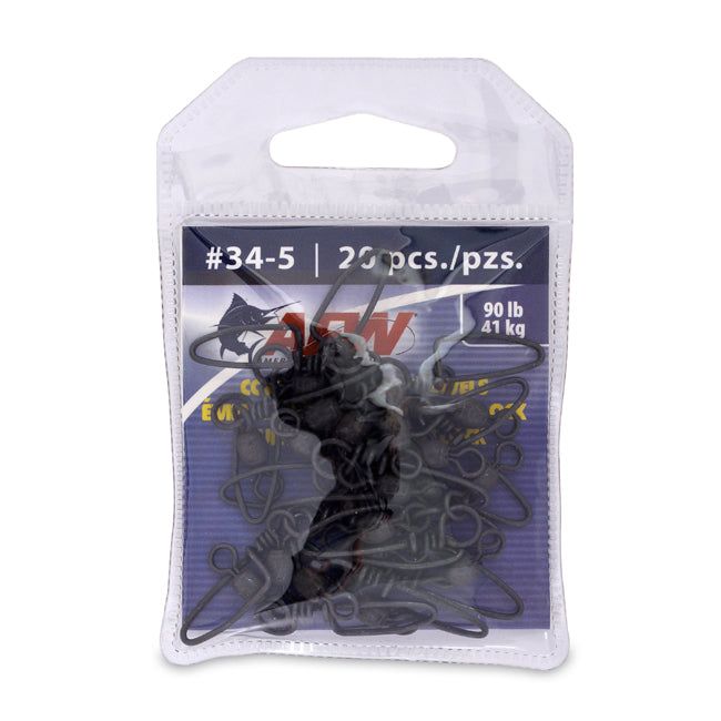 AFW FCLSS090B-A Brass Coastlock Snap Swivels - Black - 90lb., Size 5 (20 Pack)