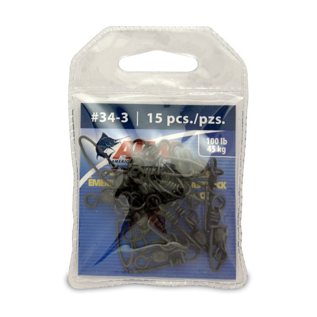 AFW FCLSS100B-A Brass Coastlock Snap Swivels - Black - 100lb., Size 3 (15 Pack)