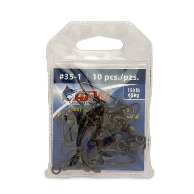 AFW FCLSS150B-A Brass Coastlock Snap Swivels - Black - 150lb., Size 1 (10 Pack)