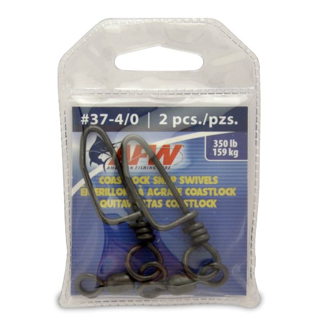 AFW FCLSS350B-A Brass Coastlock Snap Swivels - Black - 350lb., Size 4/0 (2 Pack)