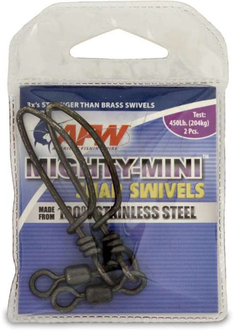AFW FTSS450B-A Mighty Mini Stainless Steel Snap Swivels - Gunmetal Black - 450lb., Size 2/0 (2 Pack)