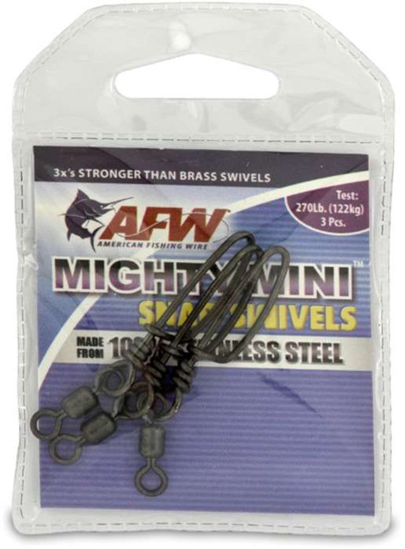 AFW FTSS270B-A Mighty Mini Stainless Steel Snap Swivels - Gunmetal Black - 270lb., Size 2 (3 Pack)