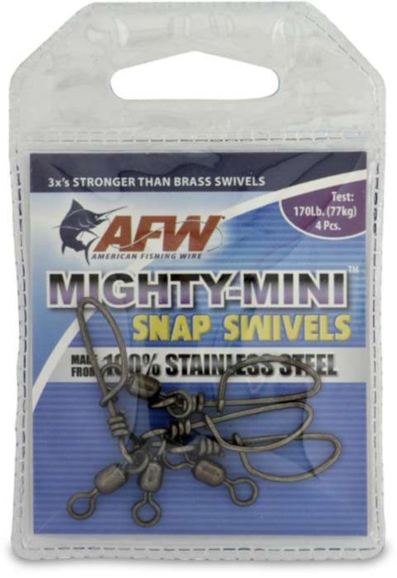 AFW FTSS170B-A Mighty Mini Stainless Steel Snap Swivels - Gunmetal Black - 170lb., Size 3 (4 Pack)