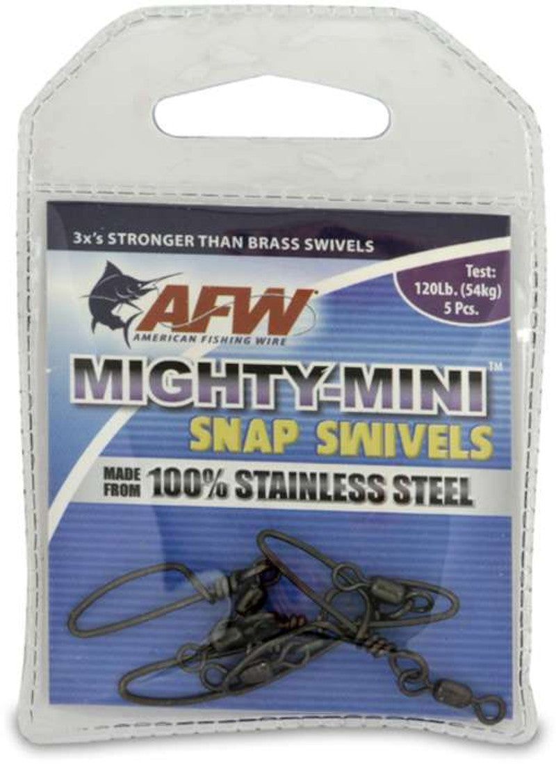 AFW FTSS120B-A Mighty Mini Stainless Steel Snap Swivels - Gunmetal Black - 120lb., Size 5 (5 Pack)