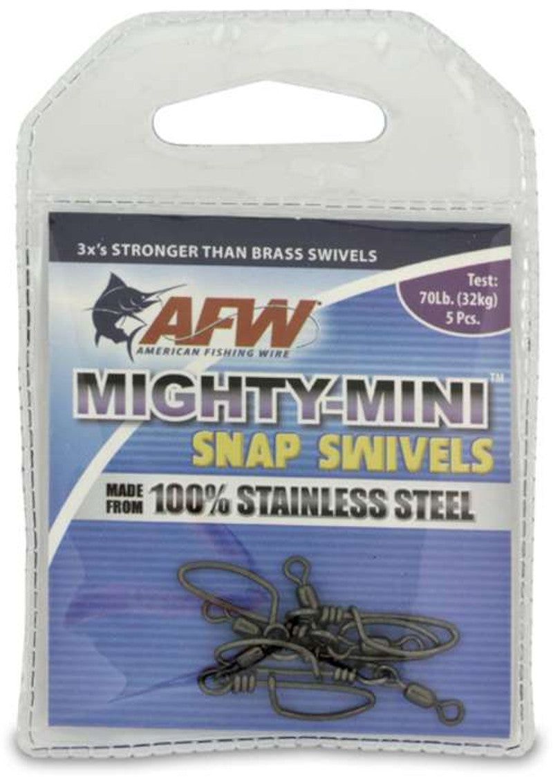 AFW FTSS070B-A Mighty Mini Stainless Steel Snap Swivels - Gunmetal Black - 70lb., Size 6 (5 Pack)