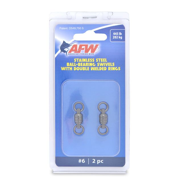 AFW FWV06B-A Stainless Steel Ball Bearing Swivels (Size 6) - Black - 2 Pieces