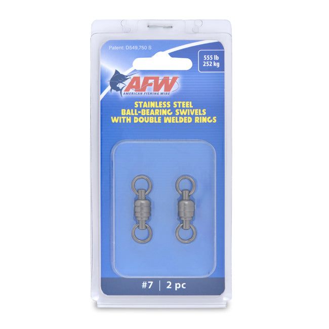 AFW FWV07B-A Stainless Steel Ball Bearing Swivels (Size 7) - Black - 2 Pieces