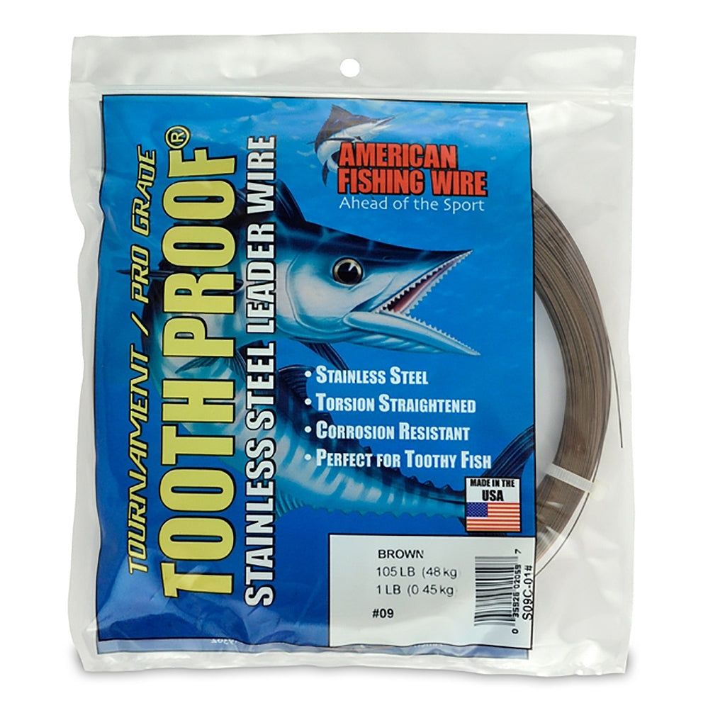 AFW S05CL36/100 #5 ToothProof Stainless Steel Straight Lengths, 44lb. test, .014" dia, Camo, 36" - 100pcs.