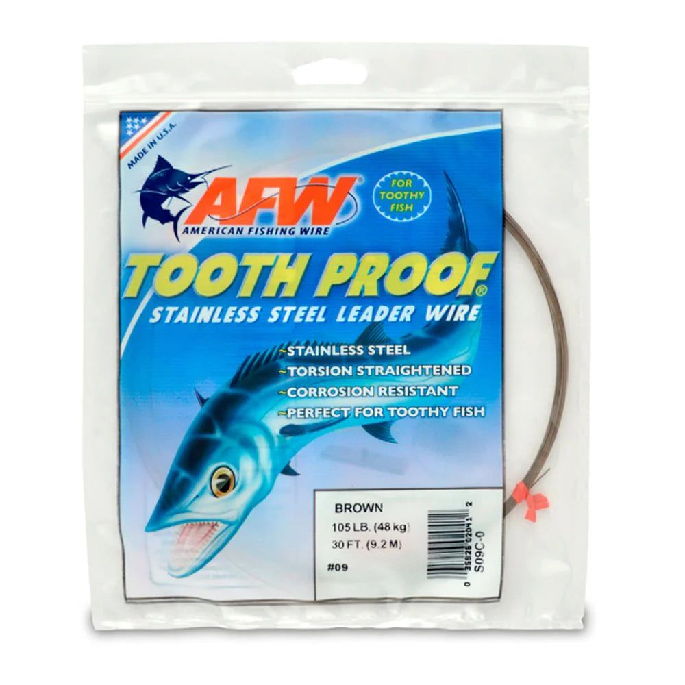 AFW S12C-0 #12 ToothProof Stainless Steel Single Strand Leader (174lb., .029in. dia., 30ft.) - Camo