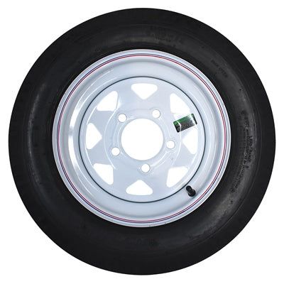 Americana Painted White Spoke Wheel With Stripe - Bias Ply - ST205/75D-15 - C Ply - 5 Lugs