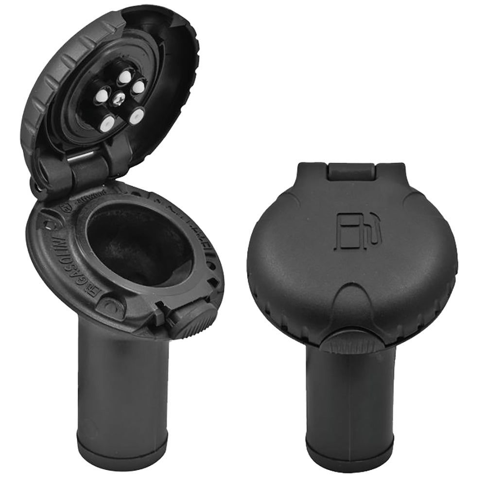 Attwood Deck Fill for Carbon Canister System - Angled Body Scalloped Black Plastic Cap