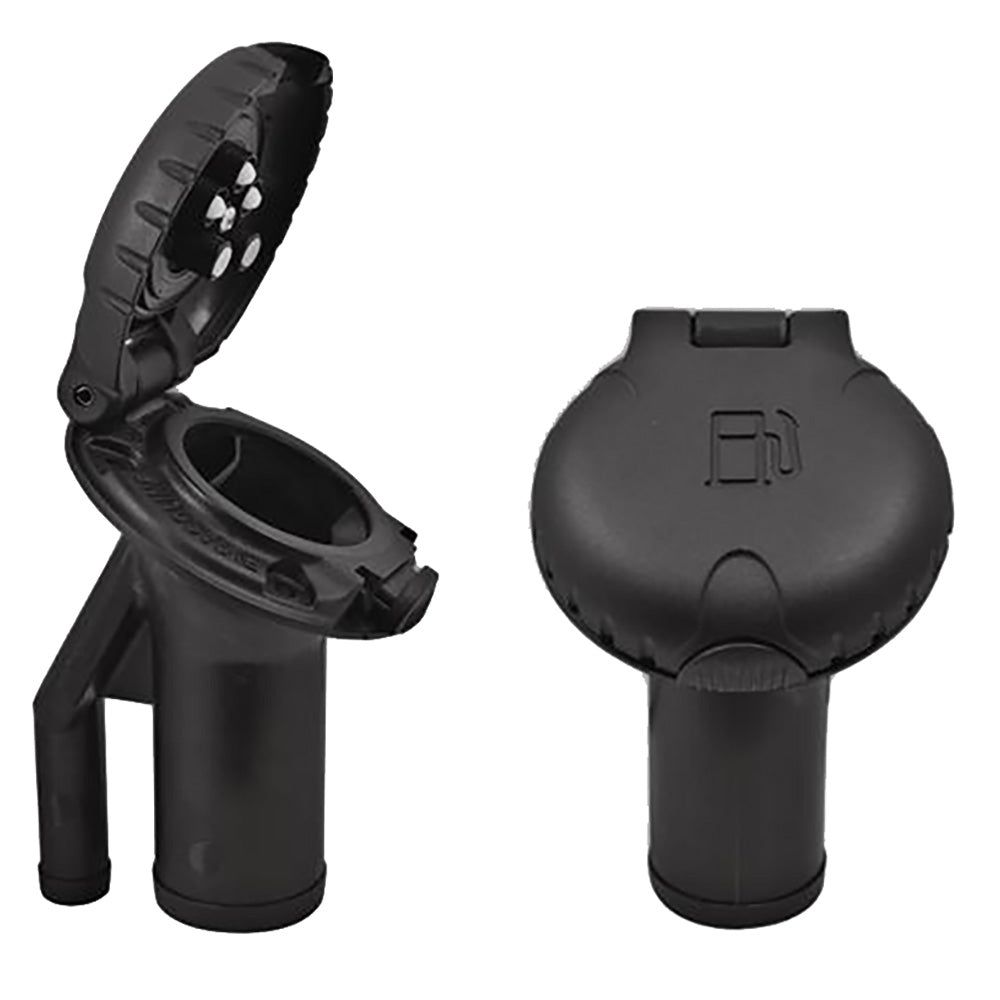 Attwood Deck Fill for Pressure Relief Systems - Angled Body Scalloped Black Plastic Cap