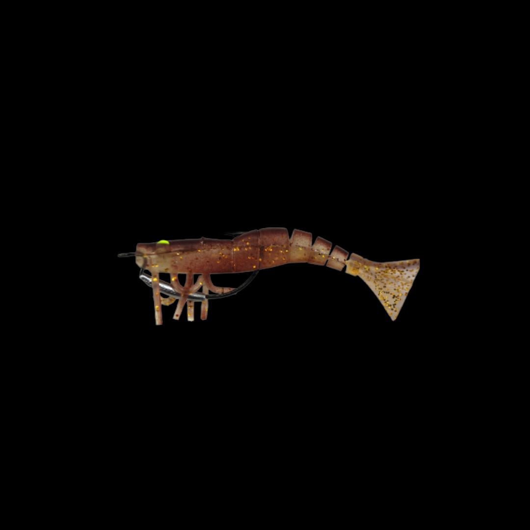 Weedless Shrimp 3.5 inch - Gold Glitter