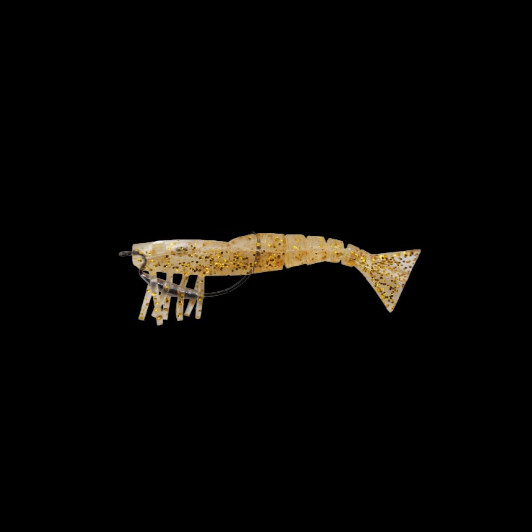 Weedless Shrimp 3.5 inch - Gold Glitter