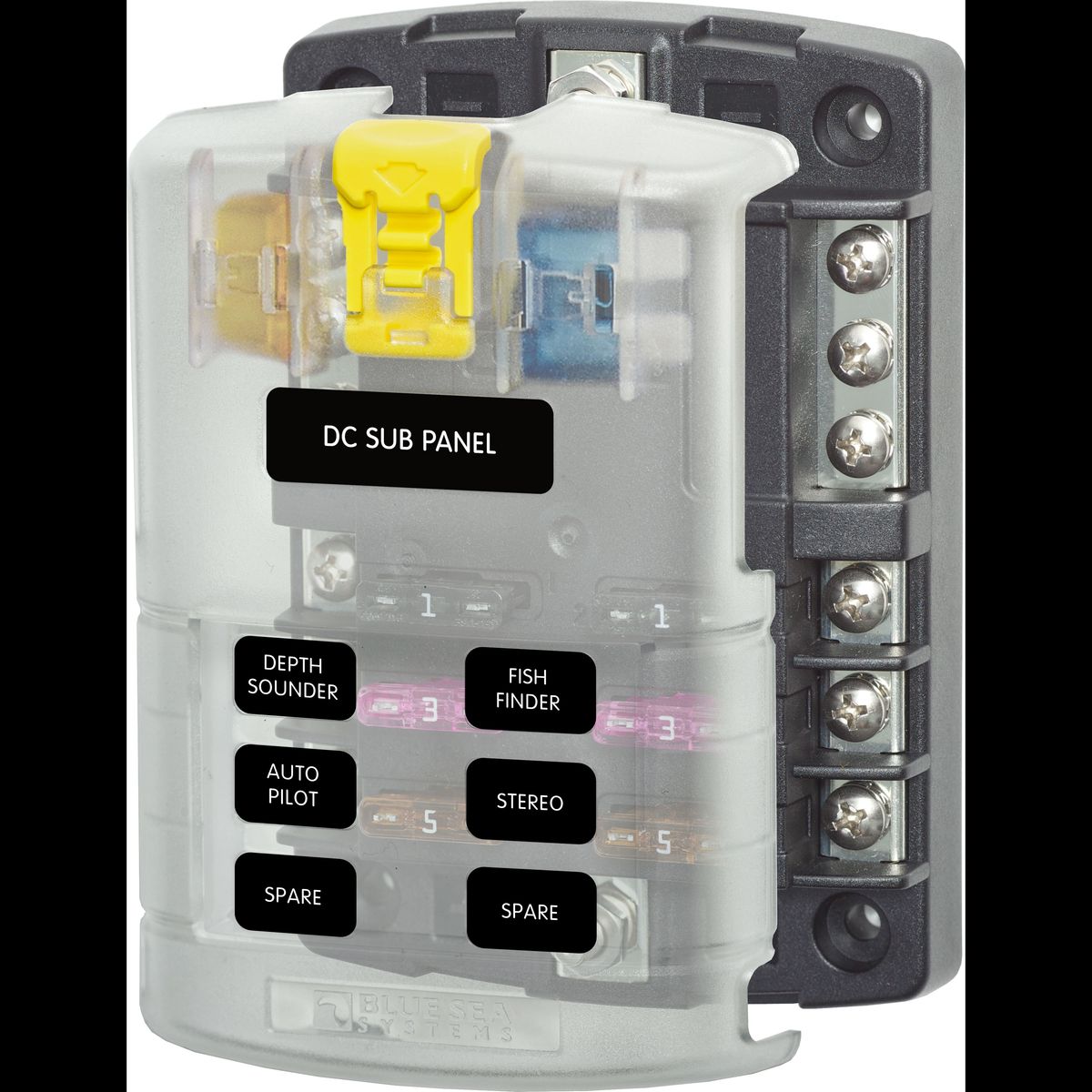 BLUE SEA SYSTEMS ST Blade Fuse Block - 6 Circuits with Negative Bus and Cover
