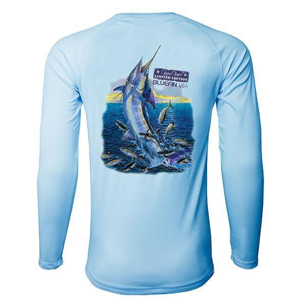 Bluefin USA Second Skin Light Blue Carey Chen Surrounded Sailfish Long Sleeve Sun Shirt