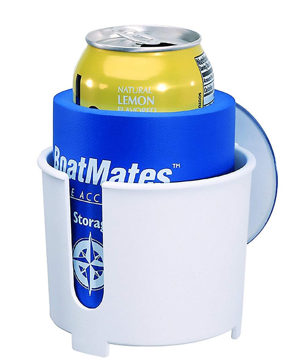 BoatMates Drink Holder W/ Can Cooler White