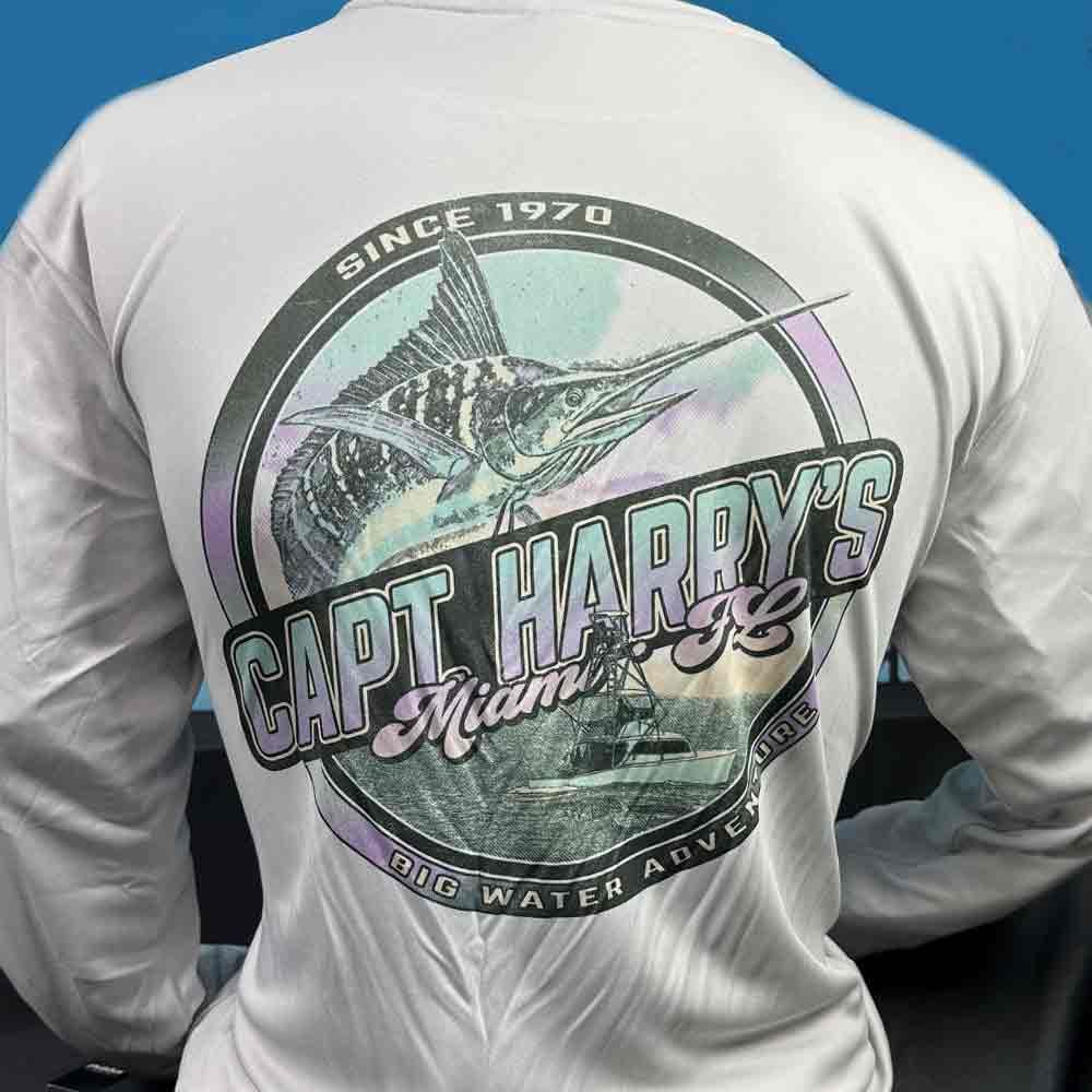 Capt. Harry's Silver Grounded Marlin L/S Performance Shirt