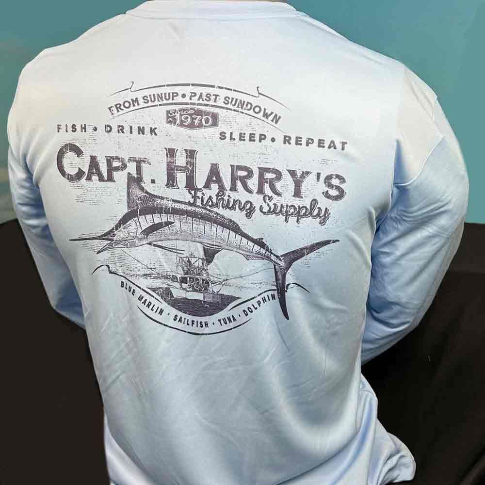 Capt. Harry's Sky Blue Burly Marlin L/S Performance Shirt
