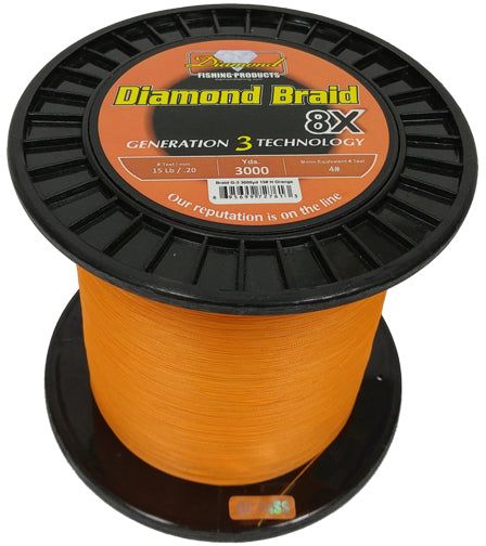 Momoi 95699-72707 Diamond Generation 3 8X Braid (70lb., 600yds.) - Orange
