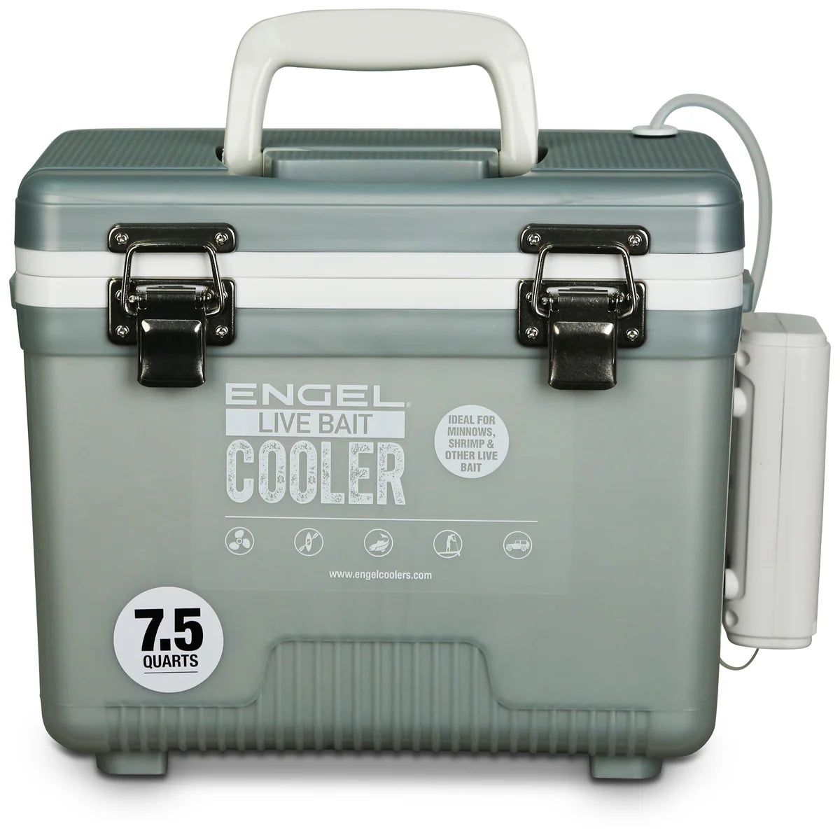 Engel 7.5Qt Live Bait Pro Cooler with AP3 Rechargeable Aerator & Stainless Hardware