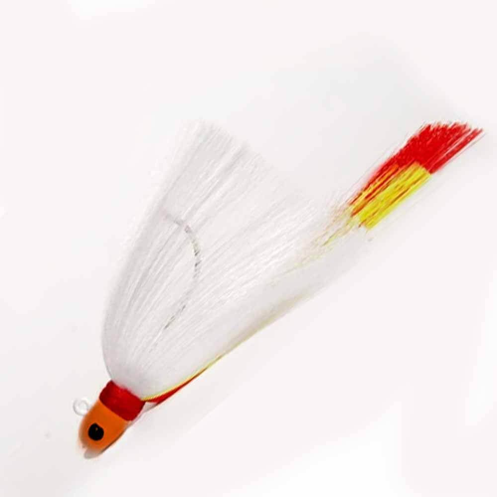 First Light Tackle Orange Head White Body Chartreuse Red Tail Flair Hawk Snook Jig