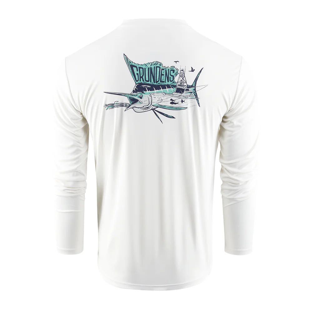 Grundens Trophy Hunting Long Sleeve Technical Tee Shirt - White