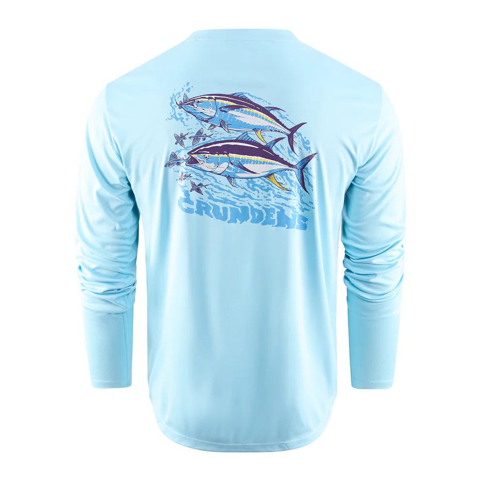 Grundens Twin Tuna Long Sleeve Technical Tee Shirt - Aquamarine