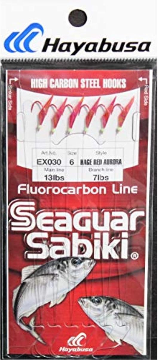 HAYABUSA EX0304 Hage Red Skin Aurora Finish 6-hook Seaguar Sabiki Rig