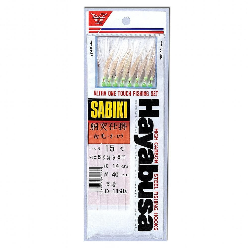 Hayabusa D119-15 Sabiki Ultra One-Touch Google Eye Sabiki Rig (8 Hooks), Size 6