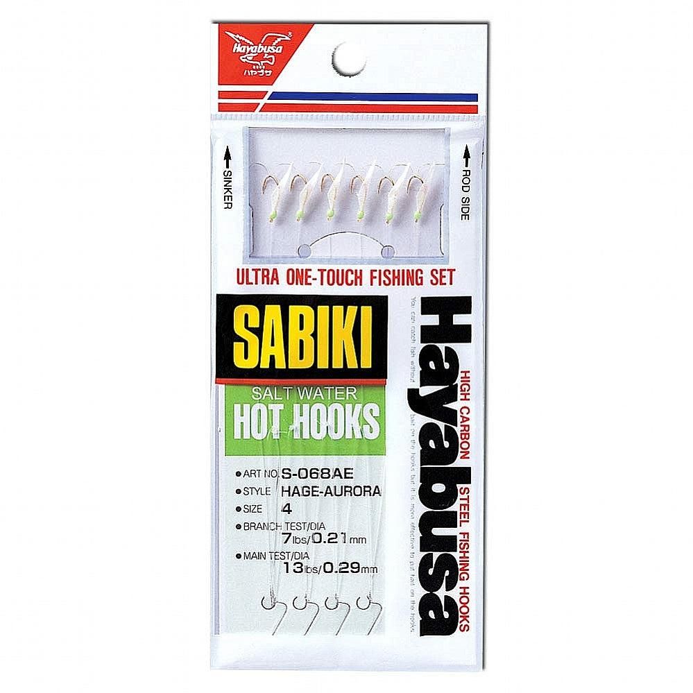 Hayabusa S-068AE-6 Sabiki Saltwater Hage-Aurora Fishing Rig (6 Hooks), Size 6