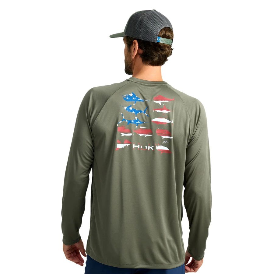 HUK KC PURSUIT GRAPHIC LONG SLEEVE CREW SHIRT