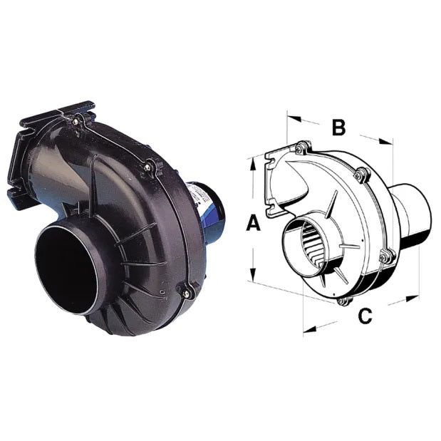 JABSCO Flange-mount Blowers, 12V - 105 CFM 3"