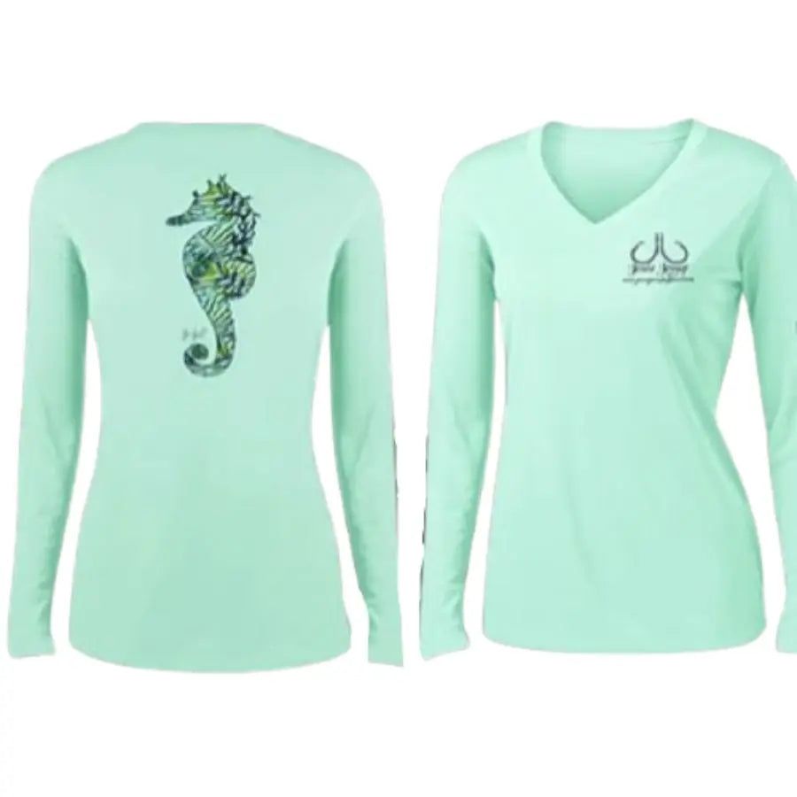 JESSIE JESSUP WOMEN'S SEAWEED SEAHORSE LONG SLEEVE PERFORMANCE SHIRT