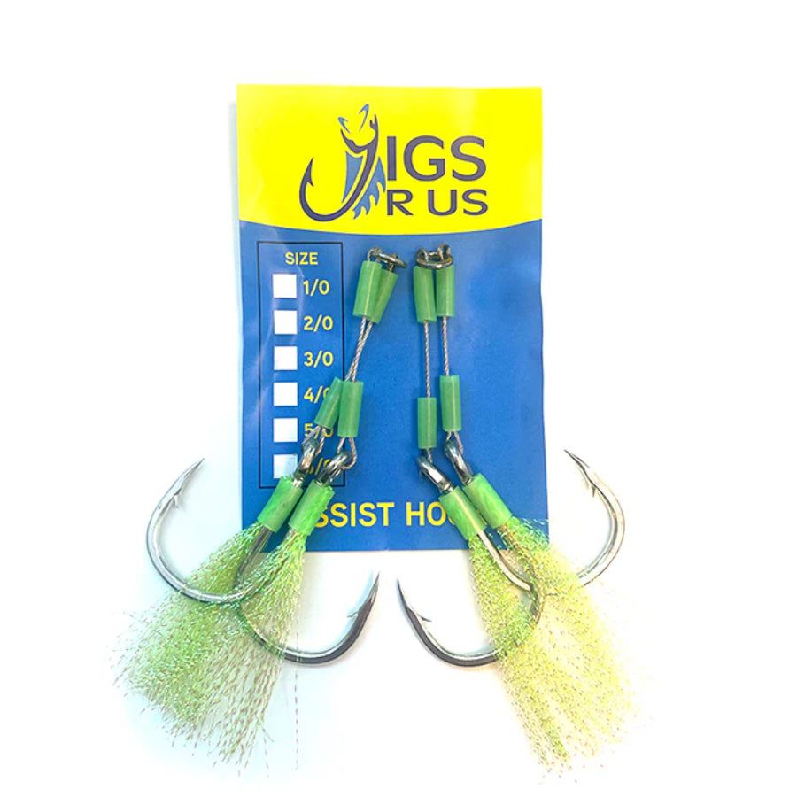 JIGS R US WIRE GLOW DUAL ASSIST HOOKS 2 PACK