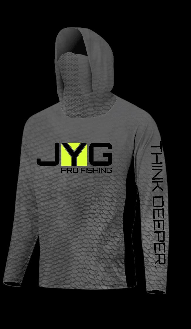HOODED FISHING SHIRT WITH FACEMASK - DARK GREY