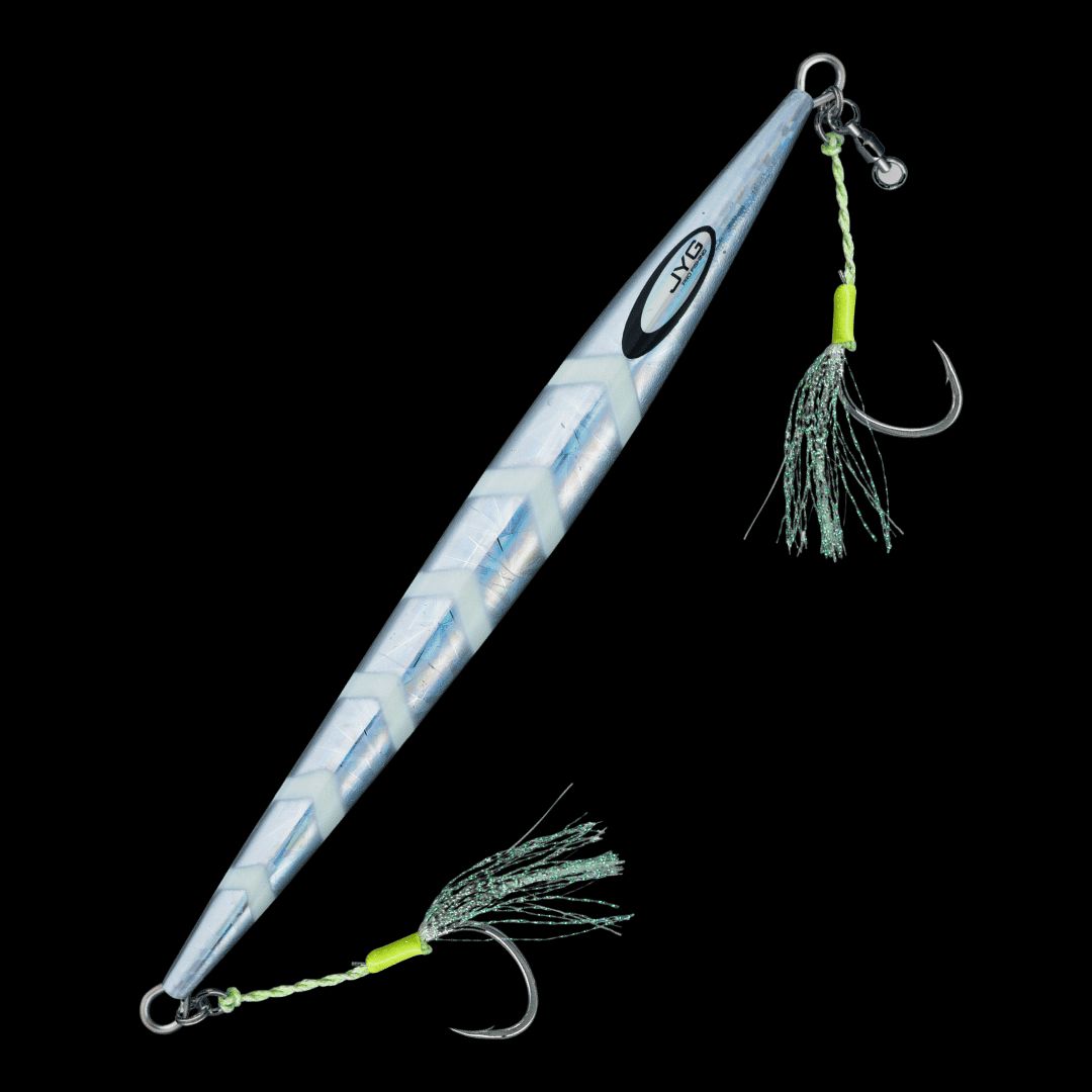 JYG Pro Fishing SK-R-240G-SL 240g Stryke Collection Rigged Slow Pitch Jig - Silver