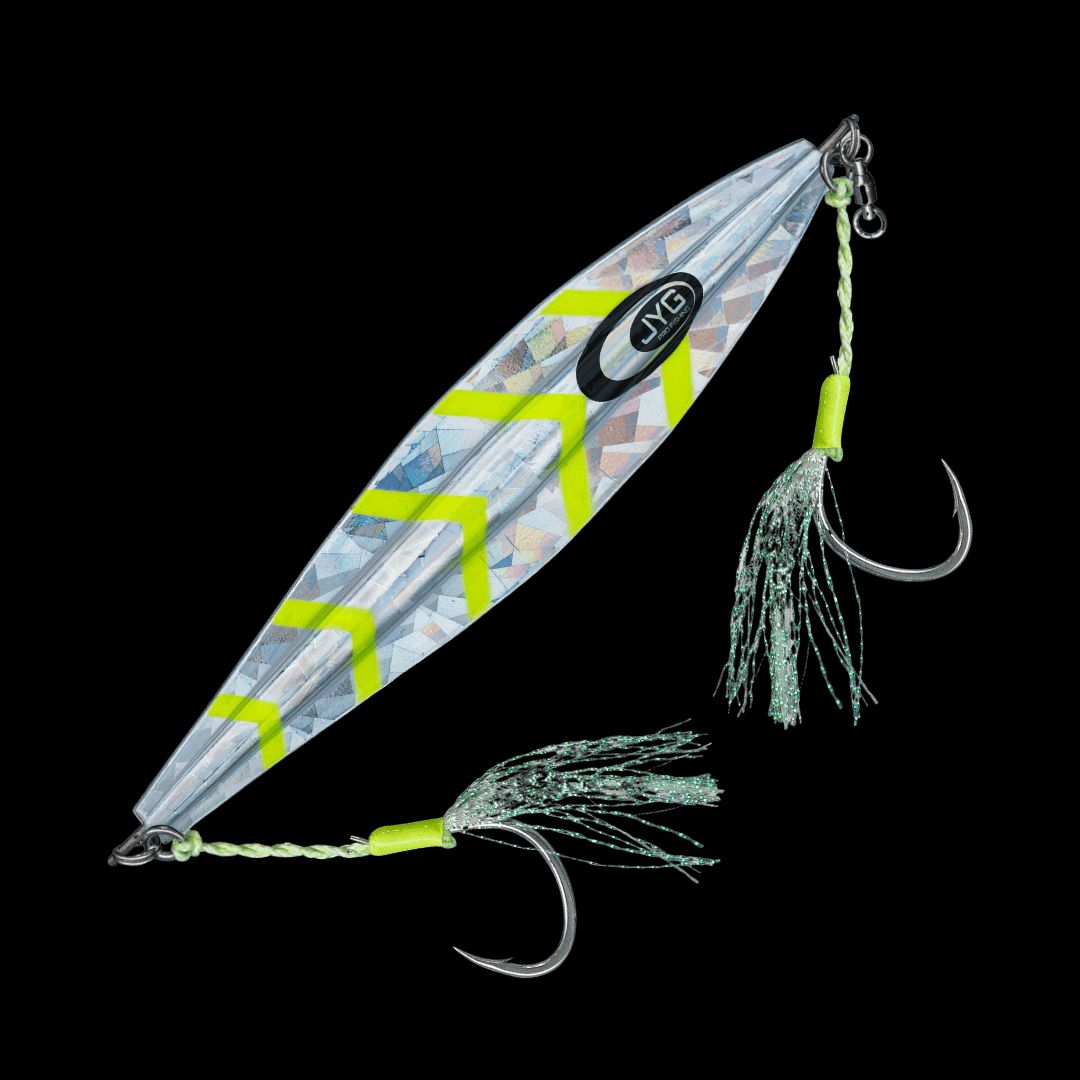 JYG Pro Fishing WLD-R-320G-YL 320g Wyld Series Rigged Slow Pitch Jig - Yellow